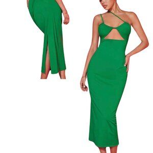 Green Lace Up Backless Dress